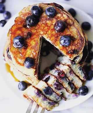 Pancake Hub’s blueberry pancake stack